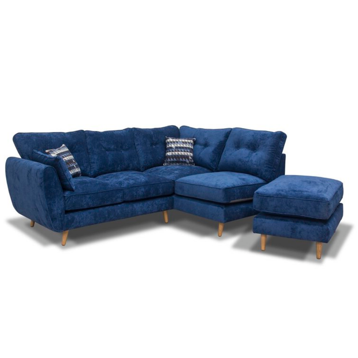 Milly Fabric Corner Chaise Sofa & Footstool - Choice Of Colours - The Furniture Mega Store 