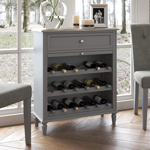 Marseille Grey Painted Wine Cabinet - The Furniture Mega Store 