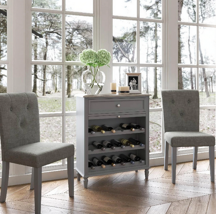 Marseille Grey Painted Wine Cabinet - The Furniture Mega Store 