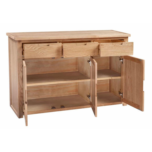 Romsey Solid Oak 3 Drawer 3 Door Large Sideboard - The Furniture Mega Store 