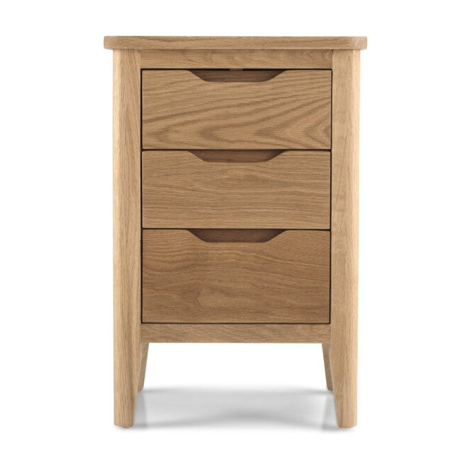 Harkuta Solid Oak 3 Drawer Bedside Cabinet - The Furniture Mega Store 