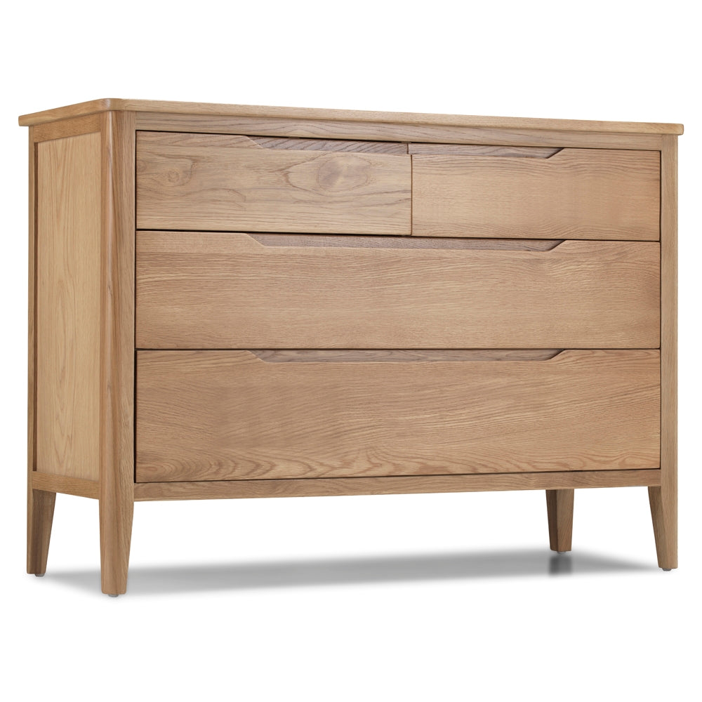 Harkuta Solid Oak 2 Over 2 -  4 Drawer Wide Chest - The Furniture Mega Store 