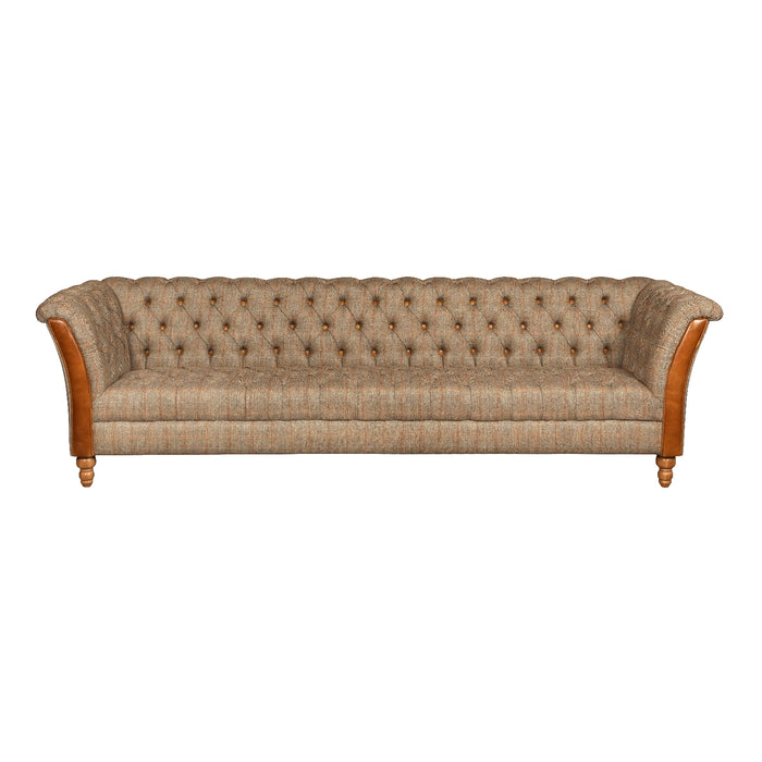 Milford Buttoned Seat & Back Chesterfield Sofa & Chair Collection - Harris Tweed & Vintage Leather - The Furniture Mega Store 