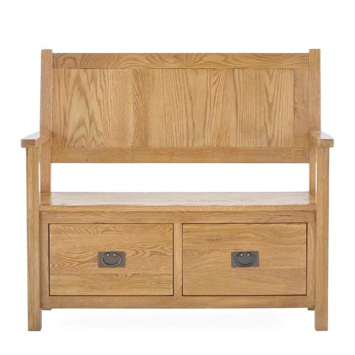 Sailsbury Solid Oak Monks Bench - 110cm - The Furniture Mega Store 