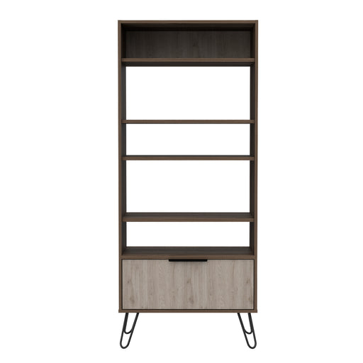 New York Smoked Oak-Bleached Grey Collection Display Bookcase - The Furniture Mega Store 