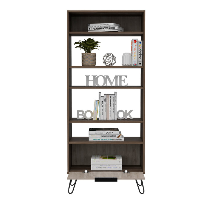 New York Smoked Oak-Bleached Grey Collection Display Bookcase - The Furniture Mega Store 