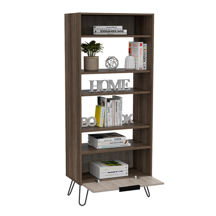 New York Smoked Oak-Bleached Grey Collection Display Bookcase - The Furniture Mega Store 