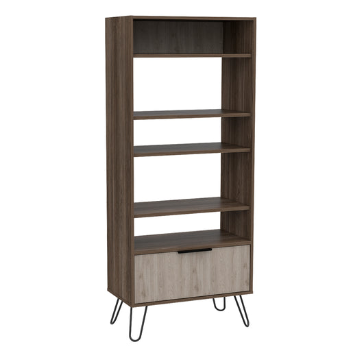 New York Smoked Oak-Bleached Grey Collection Display Bookcase - The Furniture Mega Store 