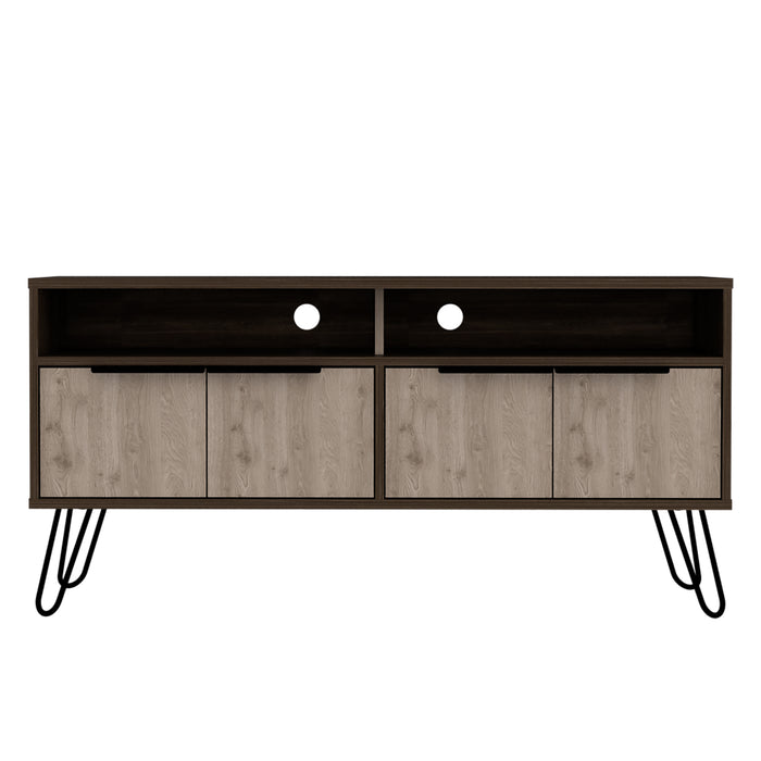 New York Smoked Oak-Bleached Grey Collection Large 4 Door Tv Unit - The Furniture Mega Store 