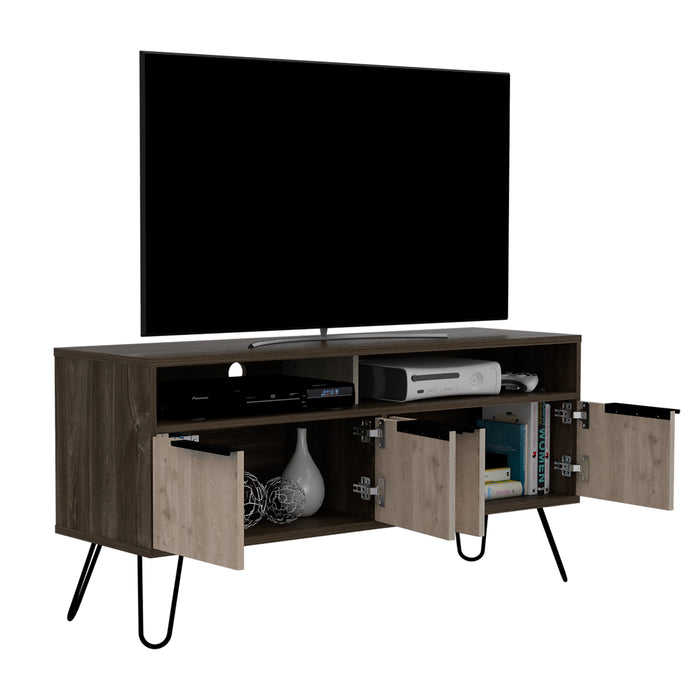 New York Smoked Oak-Bleached Grey Collection Large 4 Door Tv Unit - The Furniture Mega Store 