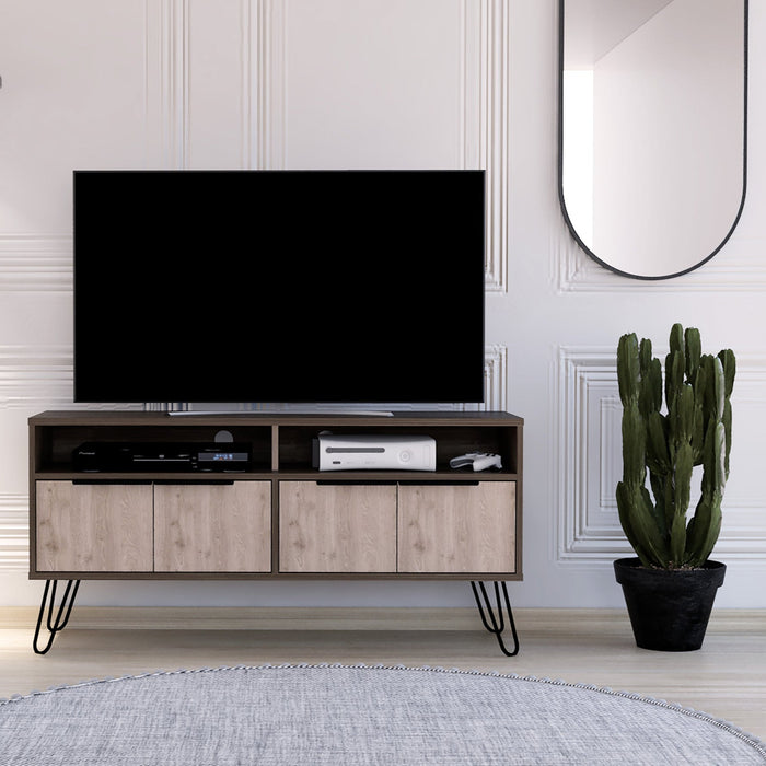 New York Smoked Oak-Bleached Grey Collection Large 4 Door Tv Unit - The Furniture Mega Store 