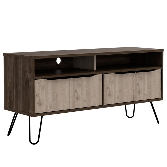 New York Smoked Oak-Bleached Grey Collection Large 4 Door Tv Unit - The Furniture Mega Store 