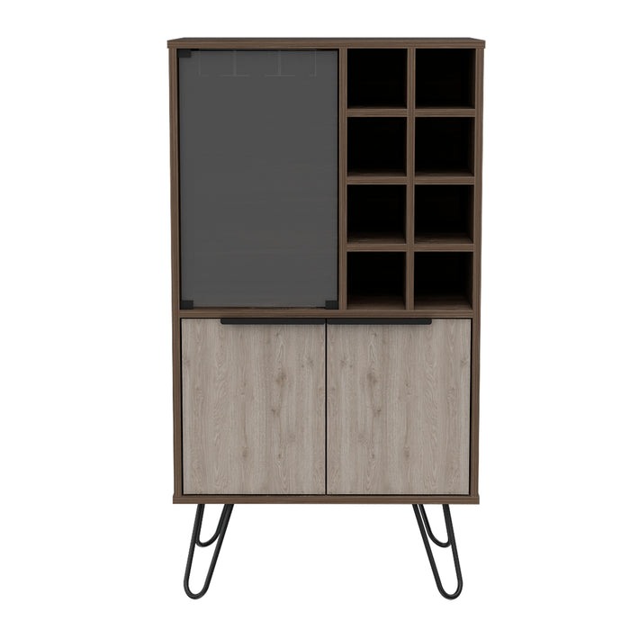 New York Smoked Oak-Bleached Grey Collection Wine Cabinet - The Furniture Mega Store 