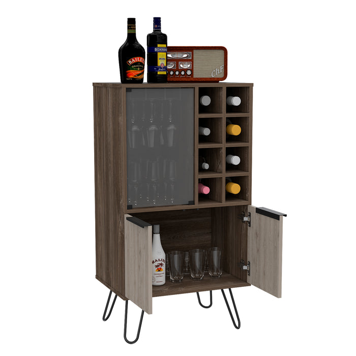 New York Smoked Oak-Bleached Grey Collection Wine Cabinet - The Furniture Mega Store 