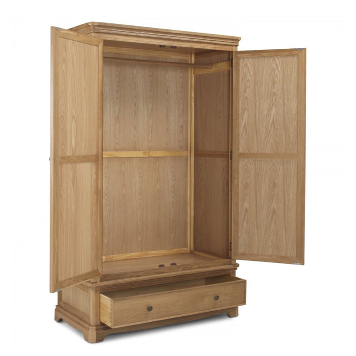 Cannes Natural Oak 2 Door 1 Drawer Wardrobe - The Furniture Mega Store 