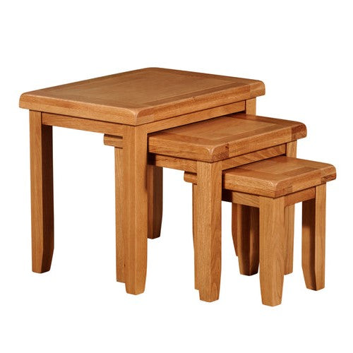 Torino Country Solid Oak Nest Of 3 Tables - The Furniture Mega Store