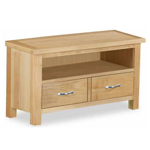 Bevel Natural Solid Oak Small TV Cabinet - The Furniture Mega Store 