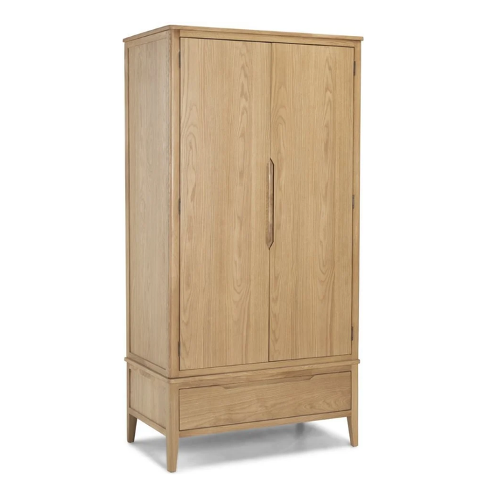 Harkuta Solid Oak 2 Door Double Wardrobe - The Furniture Mega Store 