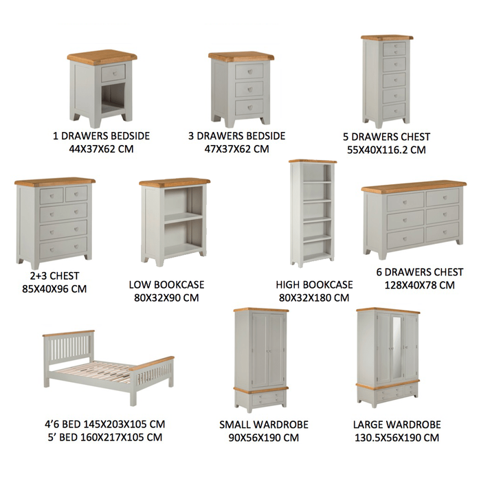 Chester Dove Grey & Solid Oak 5 Drawer Tall Boy - The Furniture Mega Store 