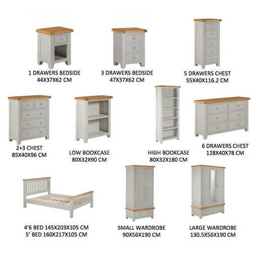 Chester Dove Grey & Solid Oak 3 Drawer Bedside - The Furniture Mega Store 