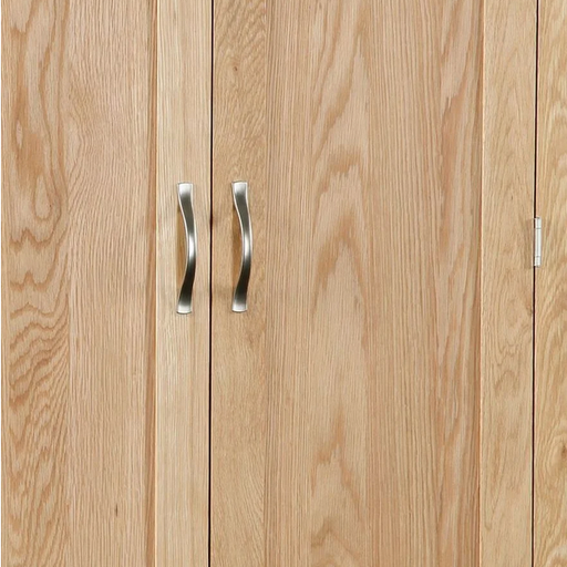 Bevel Natural Solid Oak 2 Door 1 Drawer Wardrobe - The Furniture Mega Store 