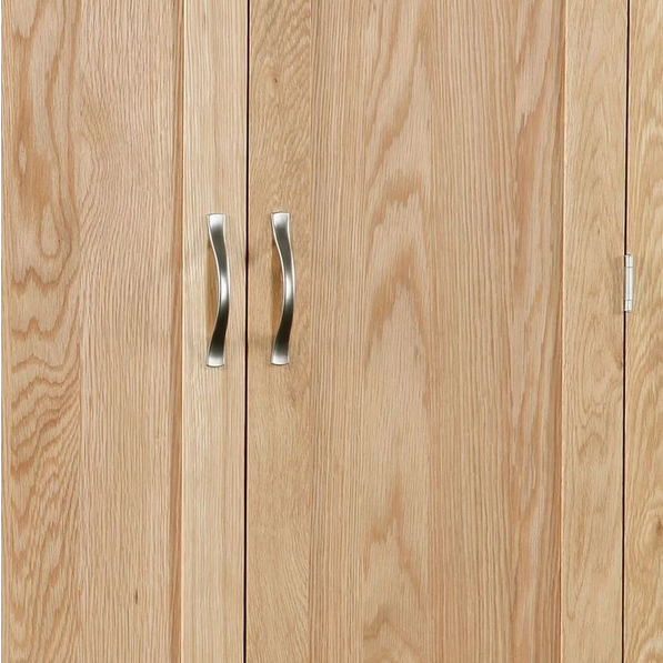 Bevel Natural Solid Oak 2 Door 1 Drawer Wardrobe - The Furniture Mega Store 