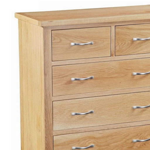 Bevel Natural Solid Oak 2 Over 3 Chest Of Drawers - The Furniture Mega Store 