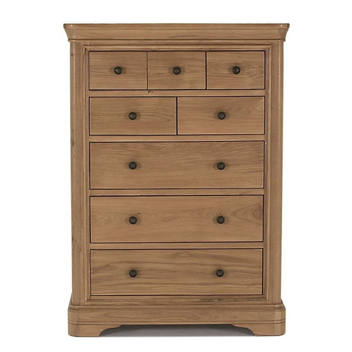 Chambery Natural Oak Tall 8 Drawer Chest - The Furniture Mega Store 