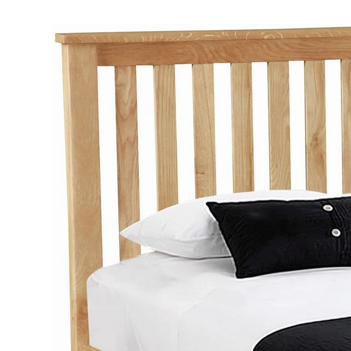 Bevel Natural Solid Oak Double Bed - The Furniture Mega Store 