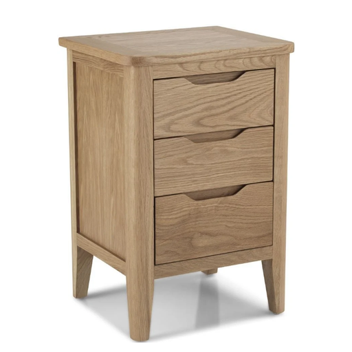 Harkuta Solid Oak 3 Drawer Bedside Cabinet - The Furniture Mega Store