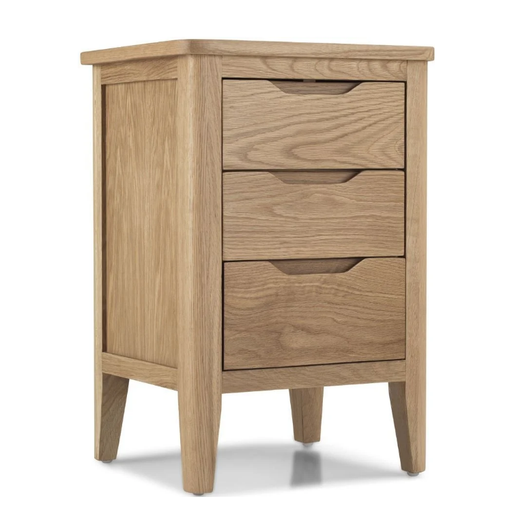 Harkuta Solid Oak 3 Drawer Bedside Cabinet - The Furniture Mega Store