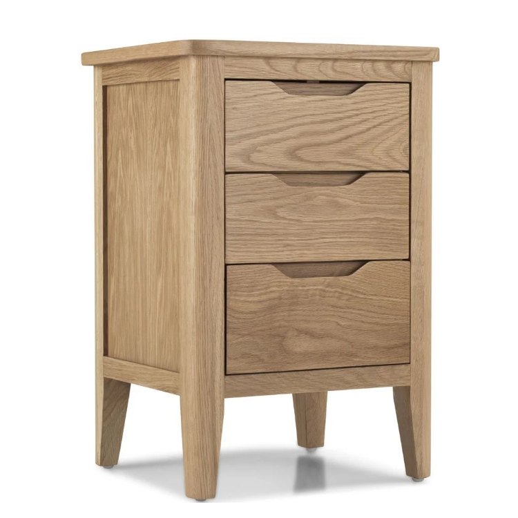 Harkuta Solid Oak 3 Drawer Bedside Cabinet - The Furniture Mega Store 