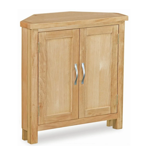 Bevel Natural Solid Oak 2 Door Corner Cupboard The Furniture