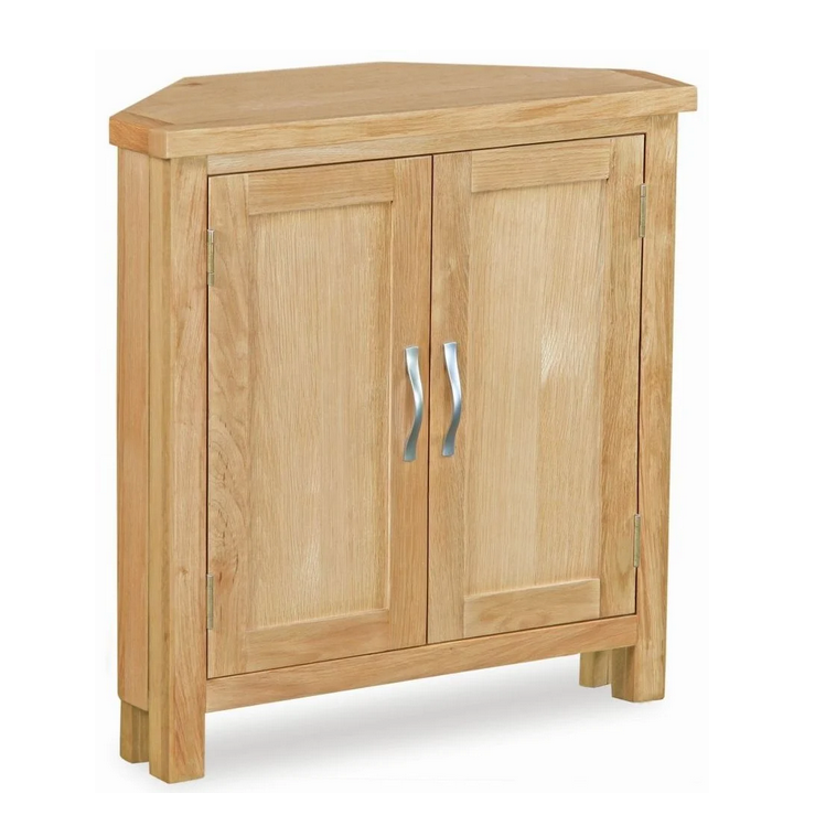 Bevel Natural Solid Oak 2 Door Corner Cupboard - The Furniture Mega Store 