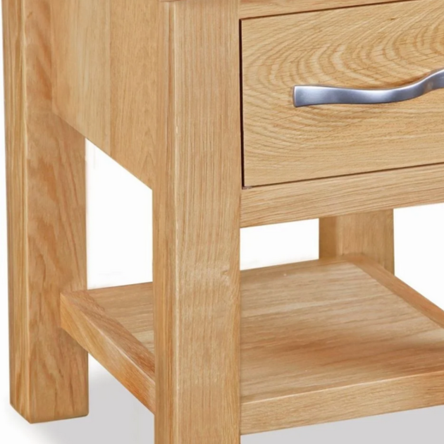 Bevel Natural Solid Oak 1 Drawer Lamp Table - The Furniture Mega Store 