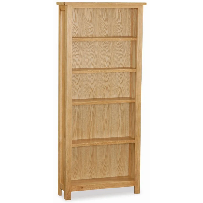 Bevel Natural Solid Oak Large Bookcase - The Furniture Mega Store 