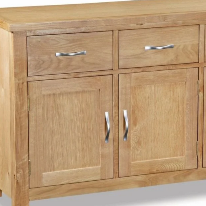 Bevel Natural Solid Oak Large 3 Door 3 Drawer Sideboard - The Furniture Mega Store 