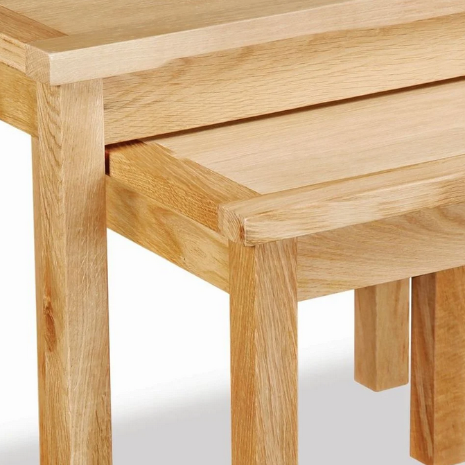 Bevel Natural Solid Oak Nest Tables - The Furniture Mega Store 