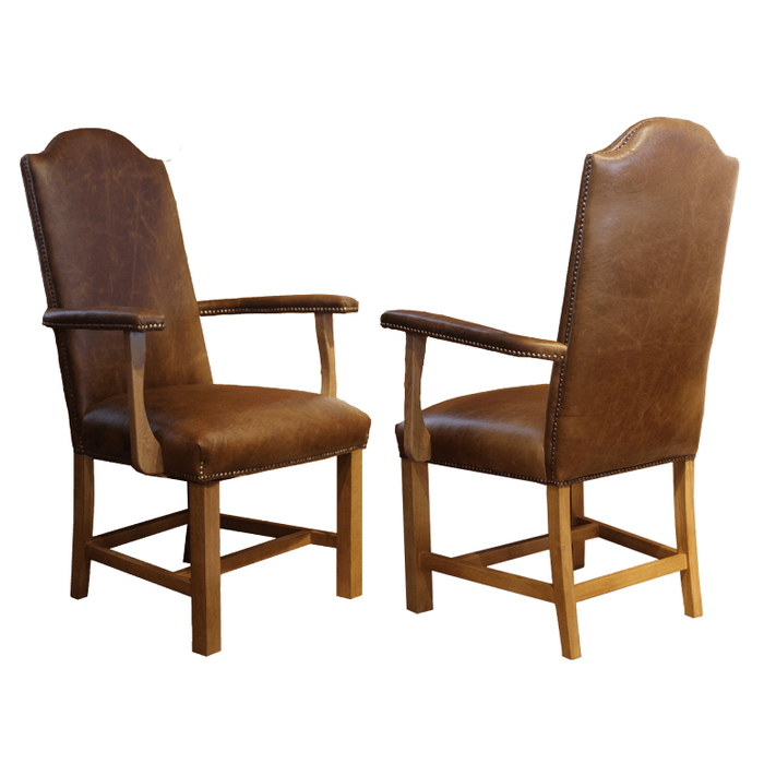 Chancellor Vintage Leather Carver Dining Chair - Choice Of Leathers & Wood Finish - The Furniture Mega Store 