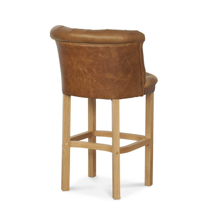 Parker Vintage Leather Buttoned Bar Stool - Choice Of Leathers & Legs - The Furniture Mega Store 