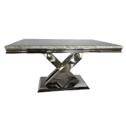 Paris 1.8 Grey Marble Stainless Steel Dining Table - The Furniture Mega Store 