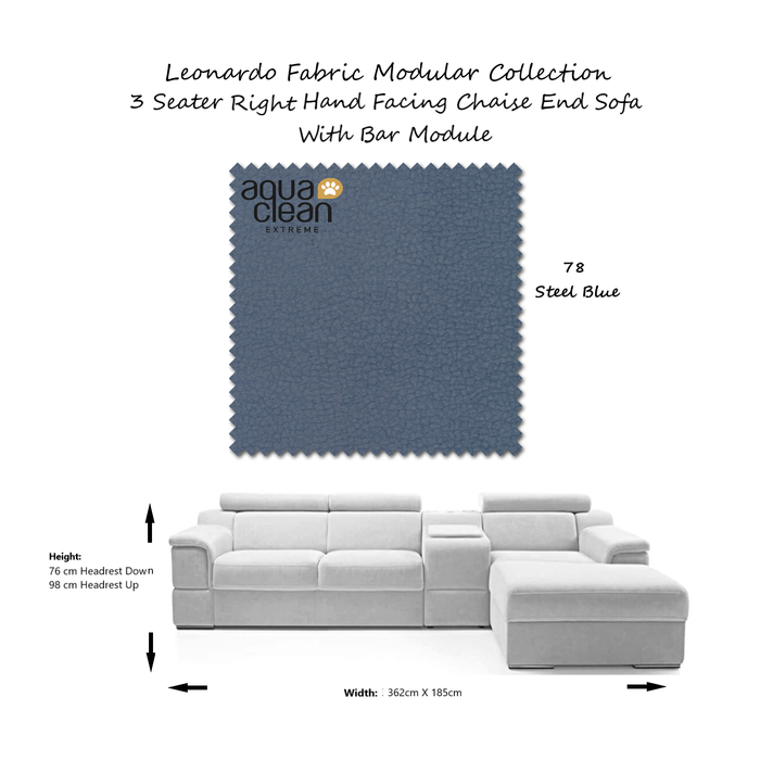 Leonardo Modular Sofa Collection - Choice Of Aqua Clean Fabric or 100% Genuine Leather Upholstery - The Furniture Mega Store 
