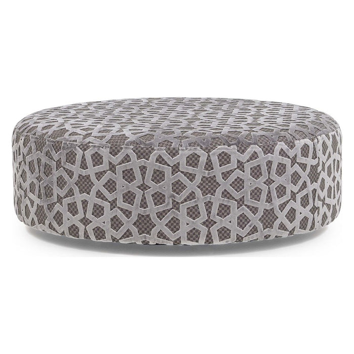 Luxurious Collection Round Accent Footstool - Destiny Silver - The Furniture Mega Store 