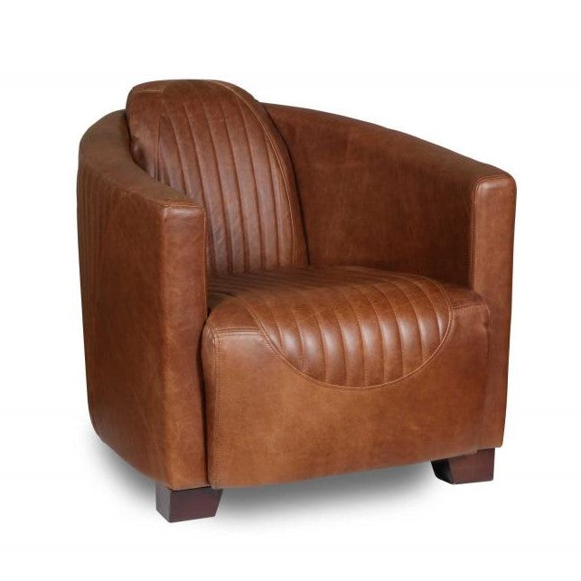 Spitfire Aniline Leather Tub Chair - Choice Of Feet & Leathers - The Furniture Mega Store 