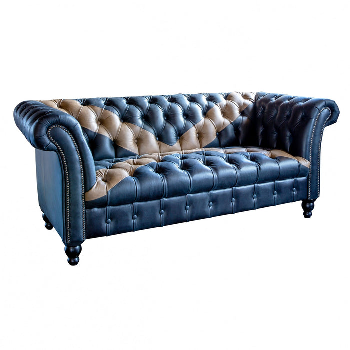 Saltire Vintage Leather Buttoned Chesterfield Sofa - The Furniture Mega Store 