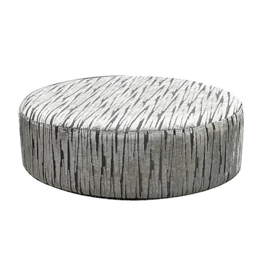 Shard Steel Fabric Large Round Accent Footstool - The Furniture Mega Store 