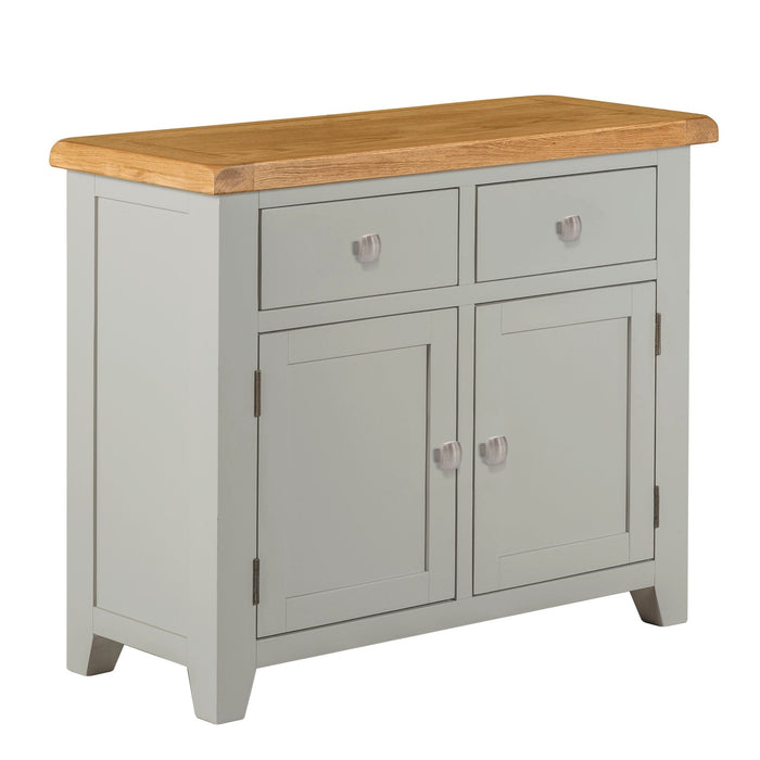 Chester Dove Grey & Solid Oak Small 2 Door 2 Drawer Sideboard - The Furniture Mega Store 