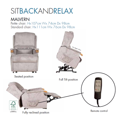 Malvern Riser Recliner - Remote Control Choice Of Sizes & Fabrics - The Furniture Mega Store