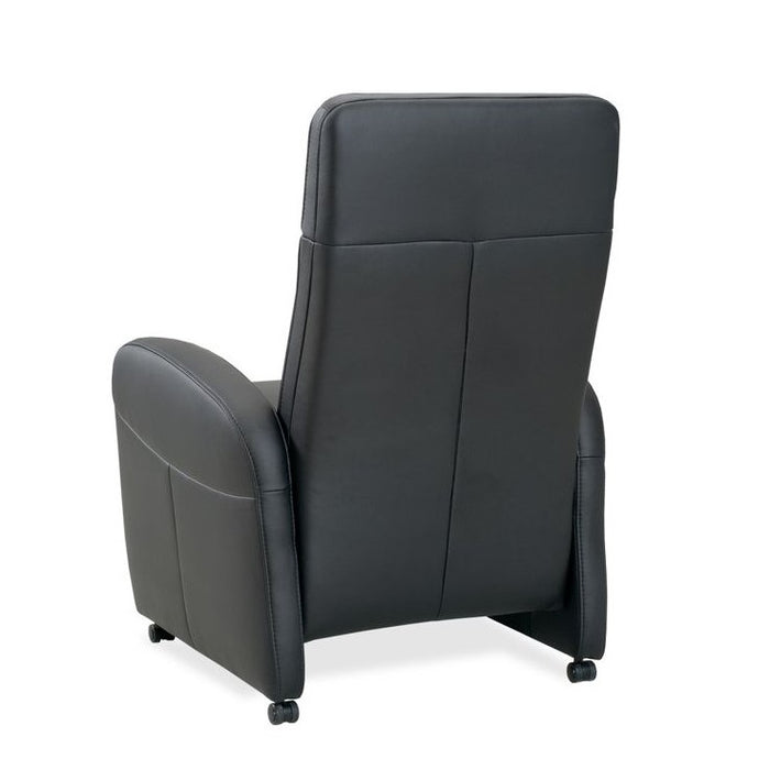 Theo Leather Recliner Armchair With Castor Feet & Adjustable Headrest - The Furniture Mega Store 