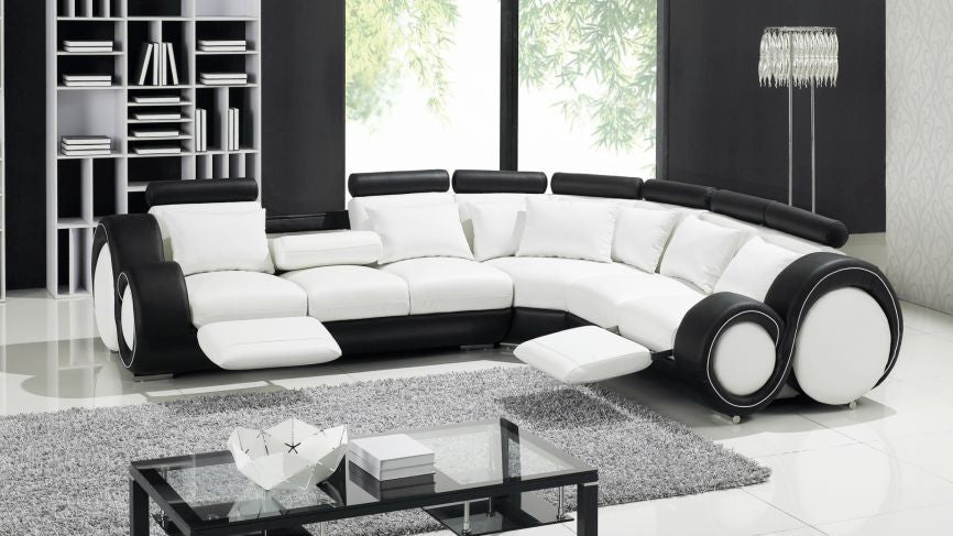 Stylo Corner Manual Reclining Italian Leather Sofa - The Furniture Mega Store 